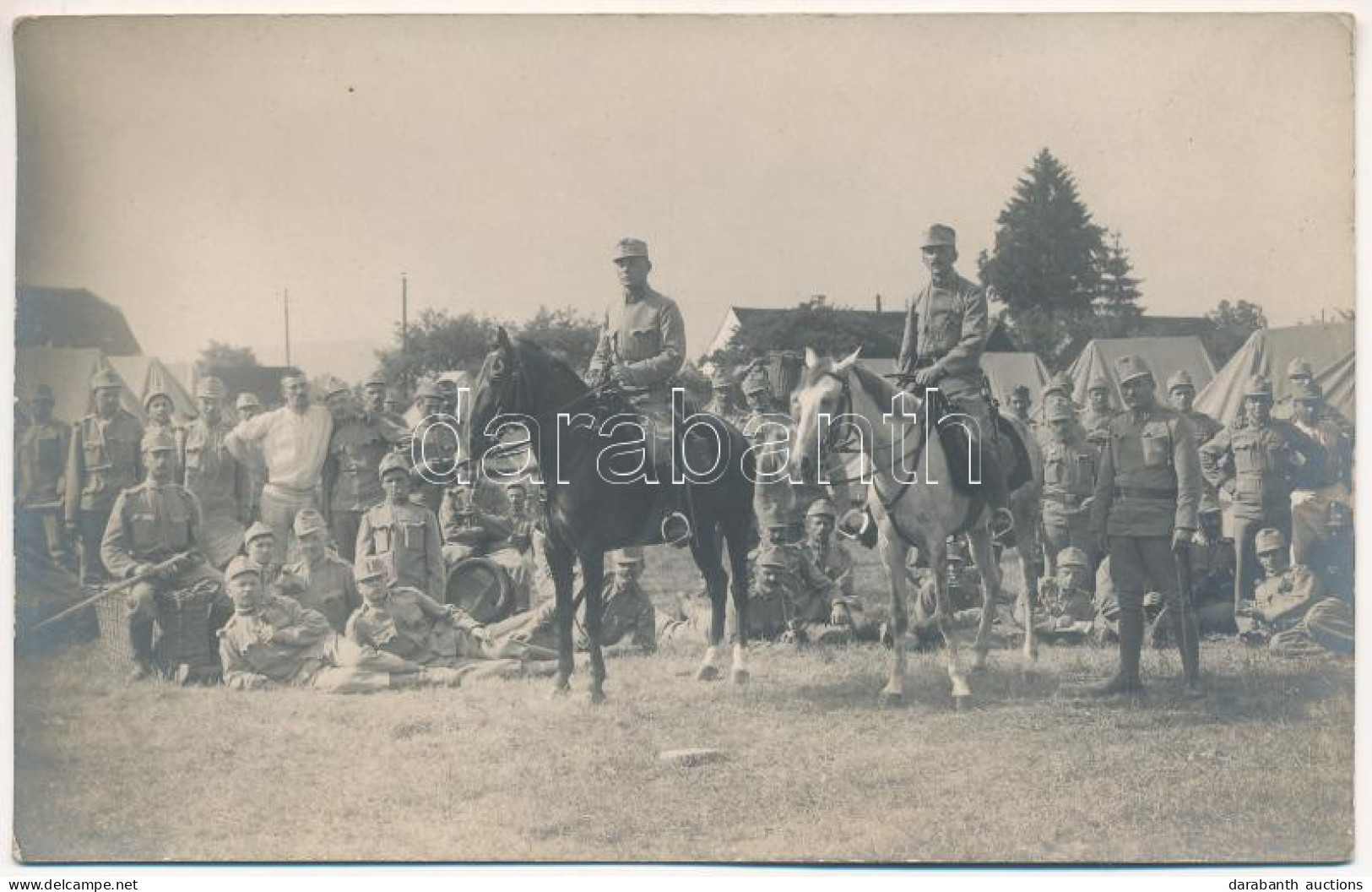 ** T2 Első Világháborús Osztrák-magyar Katonai Tábor Lovaskatonákkal / WWI Austro-Hungarian K.u.k. Military Camp With Ca - Zonder Classificatie