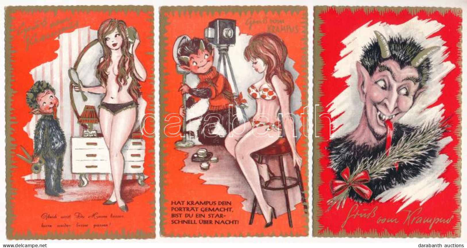 ** 3 Db MODERN Erotikus Krampuszos Képeslap / 3 Modern Erotic Krampus Postcards - Non Classificati