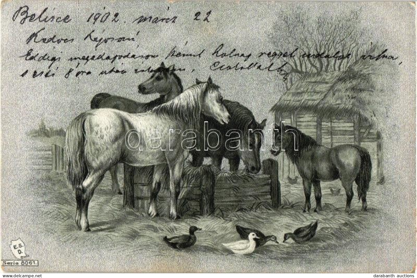T2 Horses, E.S.D. 8061. Silver, Litho - Unclassified