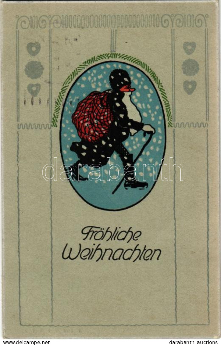 T2 Fröhliche Weihnachten / Boldog Karácsonyt! Mikulás Szecessziós Művészlap / Christmas Greeting, Art Nouveau Saint Nich - Ohne Zuordnung