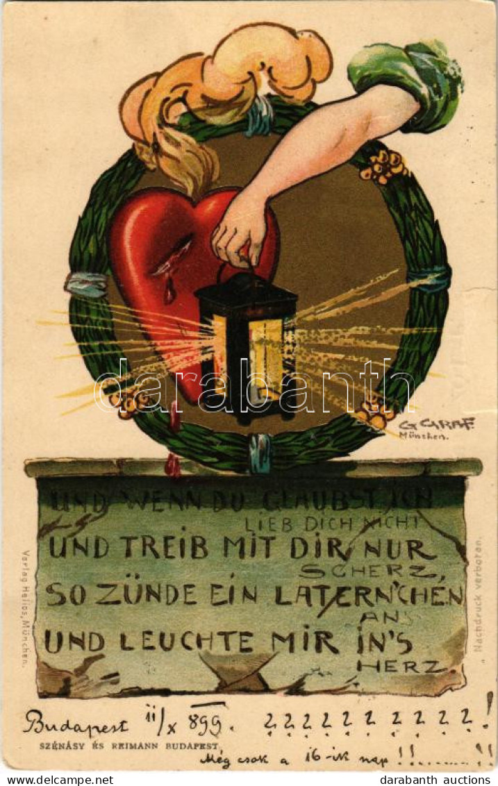 T3/T4 1899 (Vorläufer) Német Szecessziós Szerelmes üdvözlet. Szénásy és Reimann / German Love Greeting. Helios Art Nouve - Unclassified