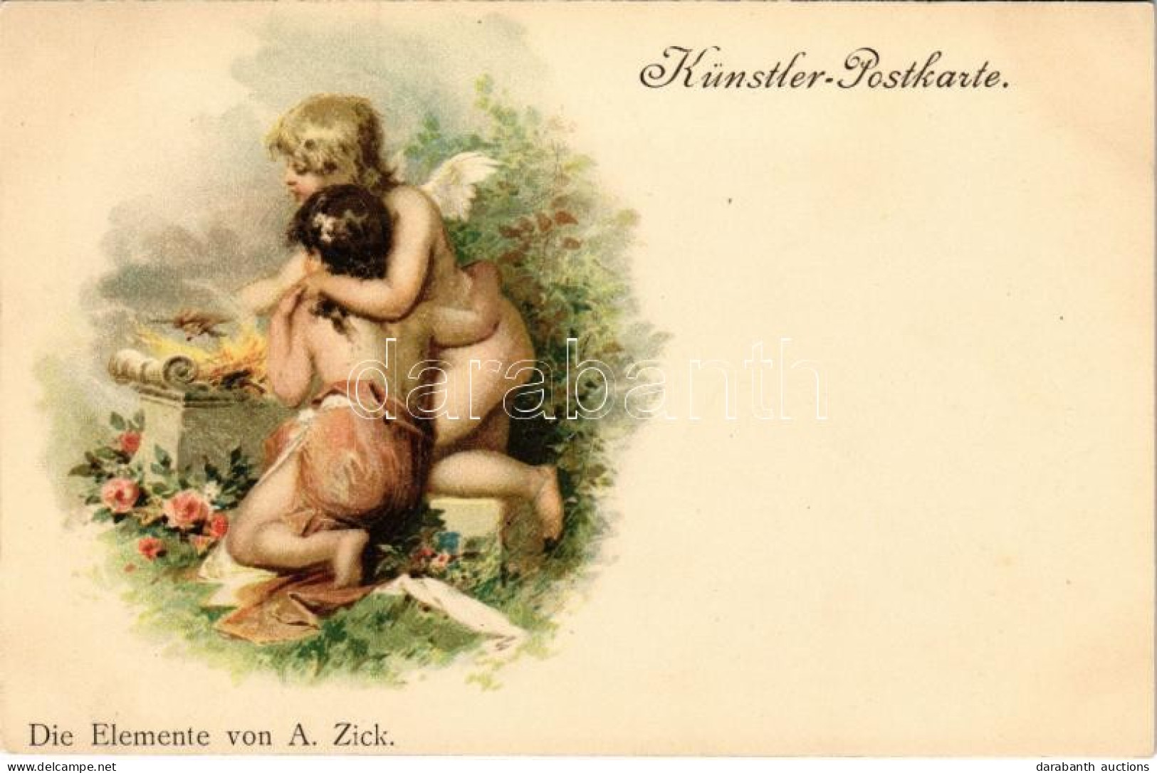 ** T1 Gyerekek / Die Elemente Von A. Zick. Künstler-Postkarte / Children Litho - Ohne Zuordnung