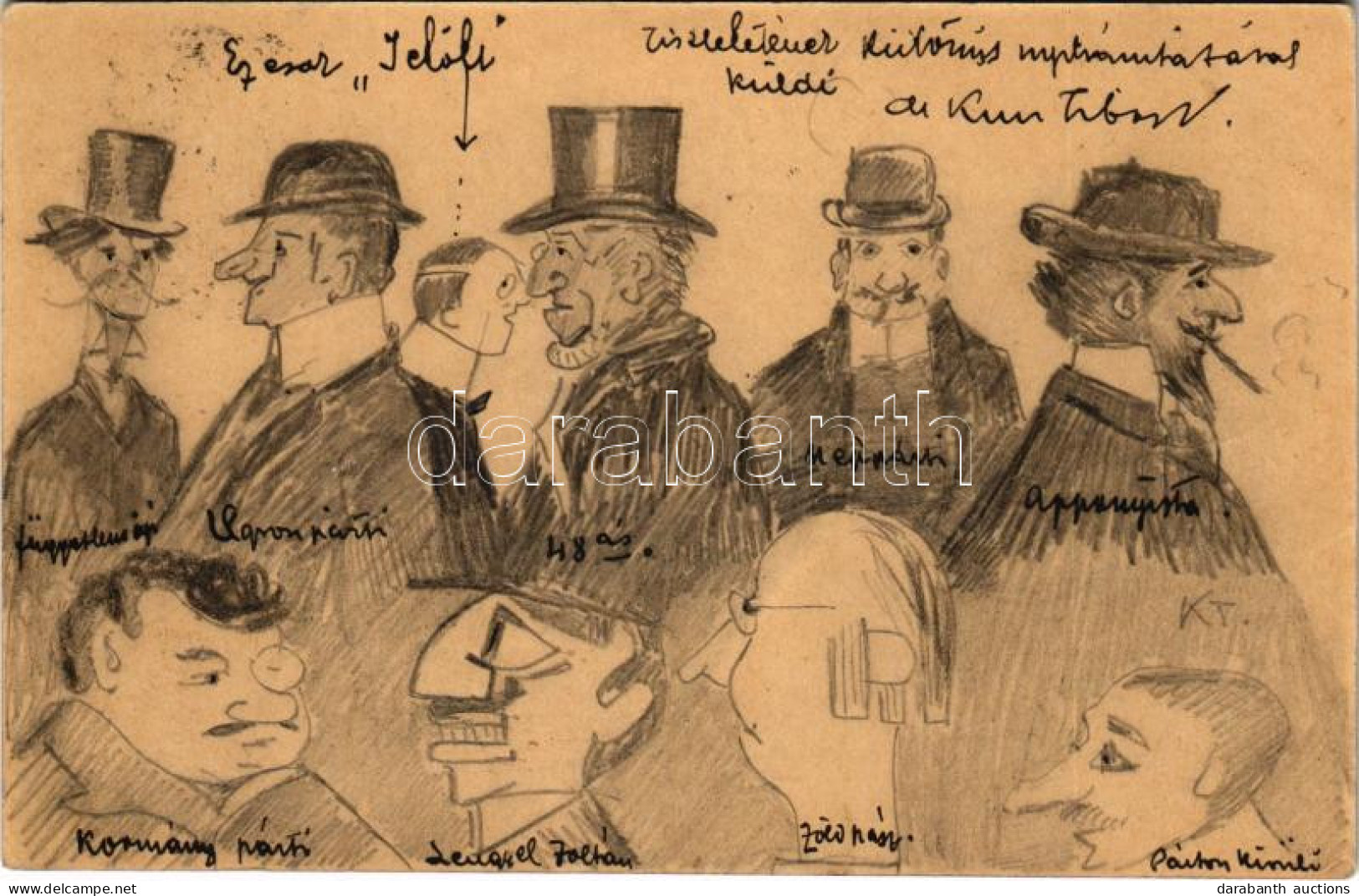 T2/T3 1904 Dr. Kun Tibor által Ceruzával Készített Karikatúra A Pártokról és Képviselőikről (EK) - Unclassified