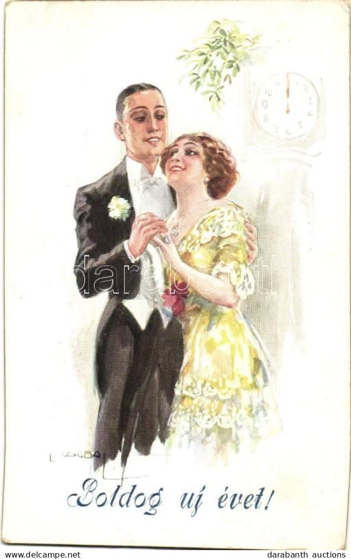 T2 Italian Art Postcard, New Year, Couple, E.A.S.B. 111/4. S: Usabal - Unclassified