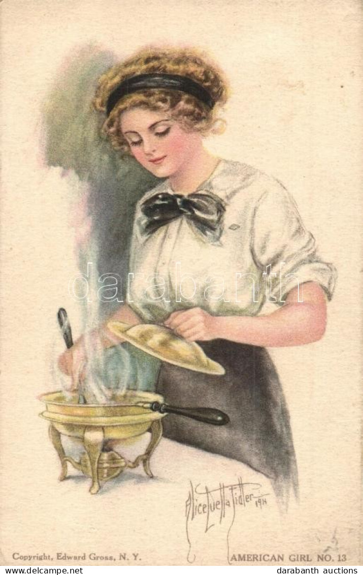 ** T2 'American Girl No. 13.' Cooking Girl, Edward Gross Co. Fidler College Series No. 4., S: Alice Luella Fiddler - Non Classés