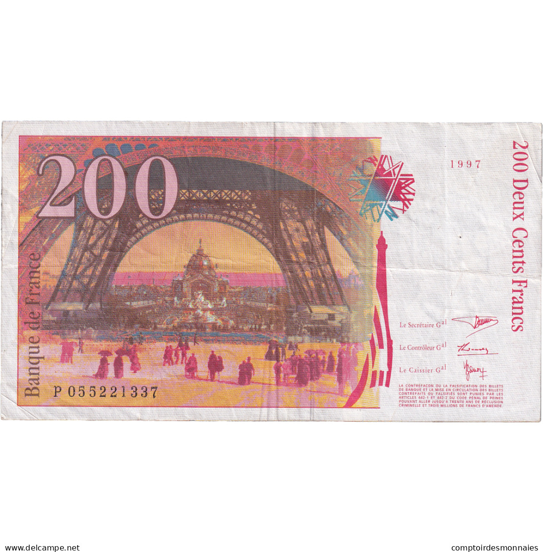 France, 200 Francs, Eiffel, 1997, TTB, Fayette:75.04b, KM:159b - 200 F 1995-1999 ''Eiffel''