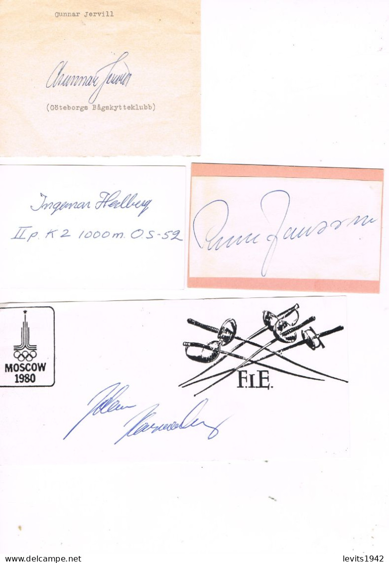 JEUX OLYMPIQUES - AUTOGRAPHES DE MEDAILLES OLYMPIQUES - CONCURRENTS DE SUEDE - - Autogramme