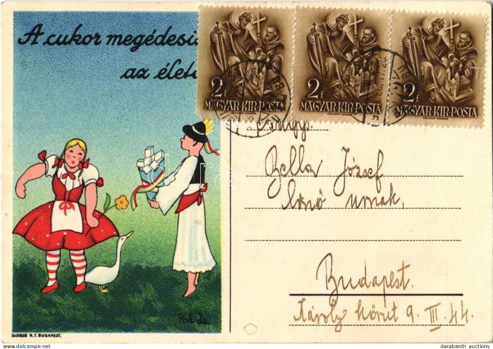 T2 1938 A Cukor Megédesíti Az életet / Hungarian Sugar Advertisement Card S: Pál Zs. - Ohne Zuordnung