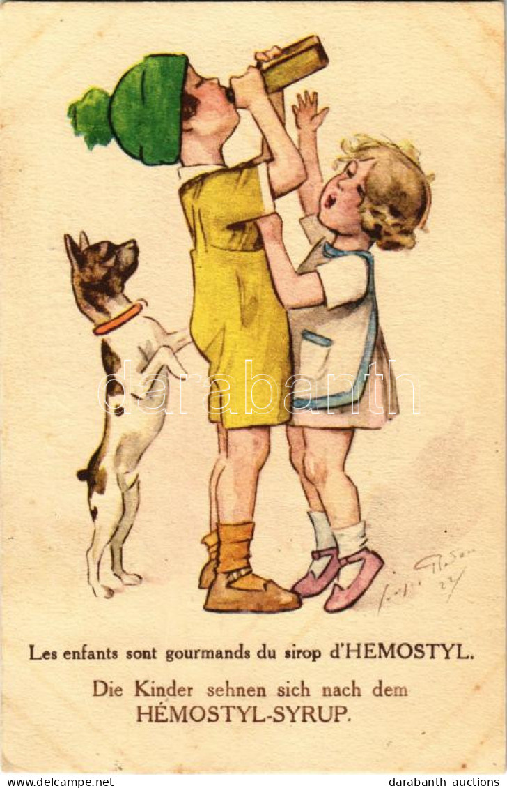 * T2/T3 1928 Die Kinder Sehnen Sich Nach Dem Hemostyl-Syrup / Hemostyl Szirup Reklám "Gyerekek Vágynak A Hemostyl Szirup - Non Classés