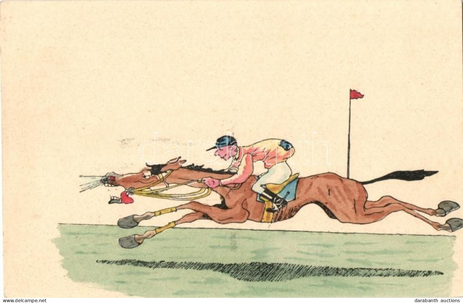 ** T1/T2 Jockey, Humour; Hand Tinted Postcard H. H. I. W. Nr. 493. - Ohne Zuordnung