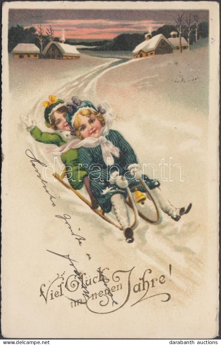 T2 New Year, Sleighing, Litho - Ohne Zuordnung