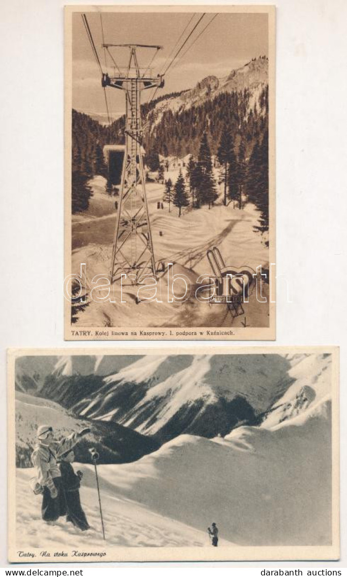 ** 2 Db RÉGI Téli Sport Képeslap A Lengyel Tátrából / 2 Pre-1945 Winter Sport Postcards From The Polish Tatras - Unclassified