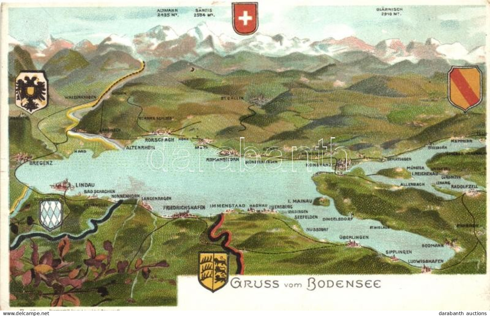 ** T2/T3 Bodensee, Coat Of Arms, Kunstanstalt Lautz & Isenbeck B. 6210. Litho - Non Classés