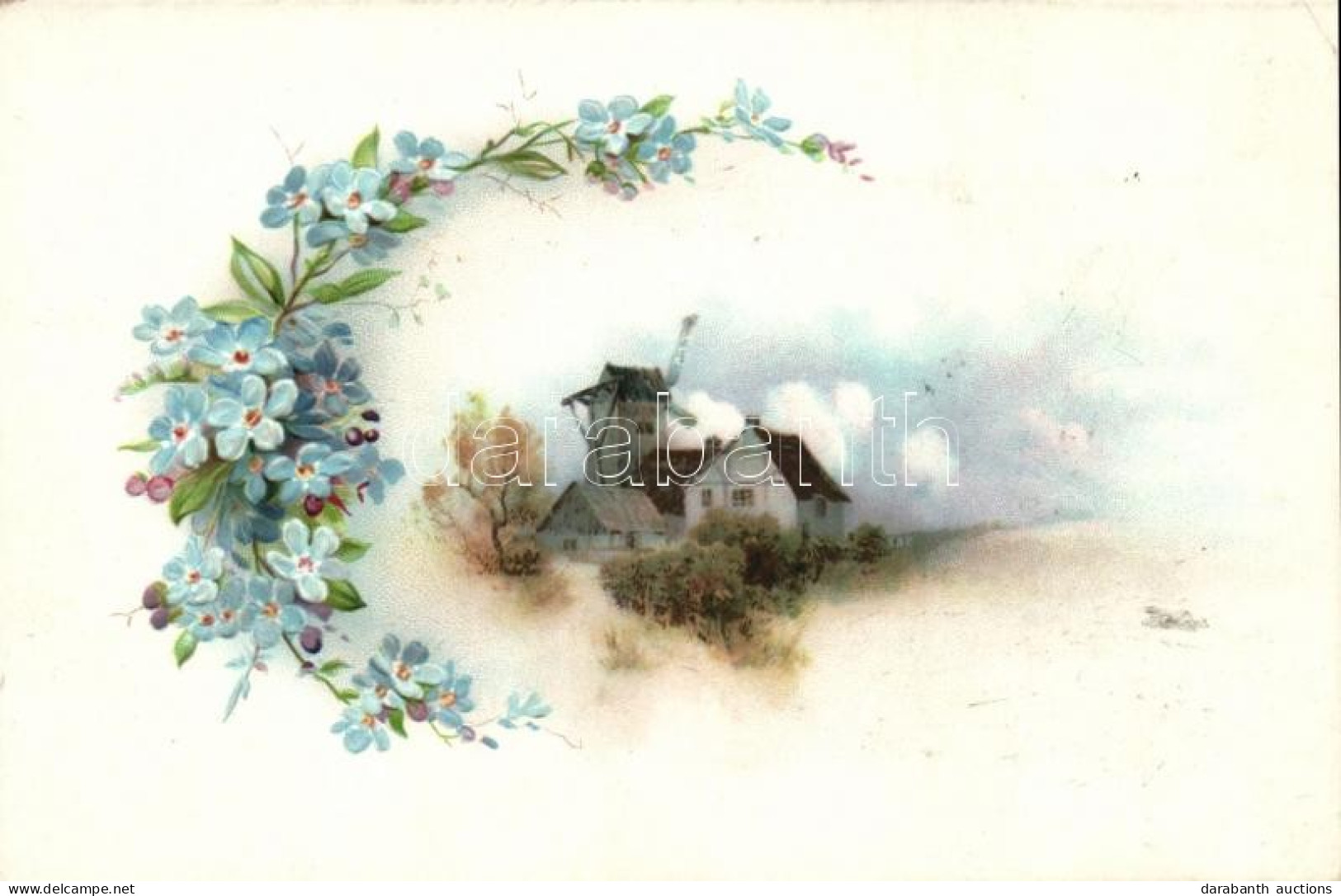 ** T2/T3 Farm Buildings, Litho, Emb., Floral, Small Size (11,4 Cm X 7,7 Cm) (EK) - Zonder Classificatie