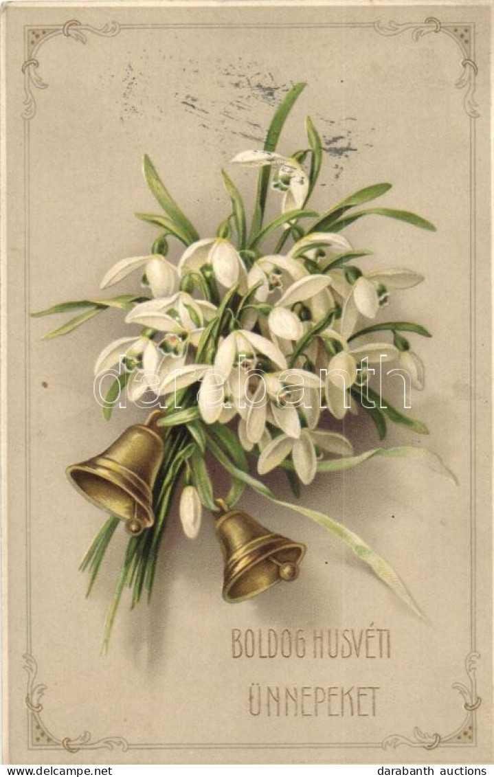 T2 'Boldog Húsvéti Ünnepeket' / Easter, Flowers, Bells, Litho - Non Classificati