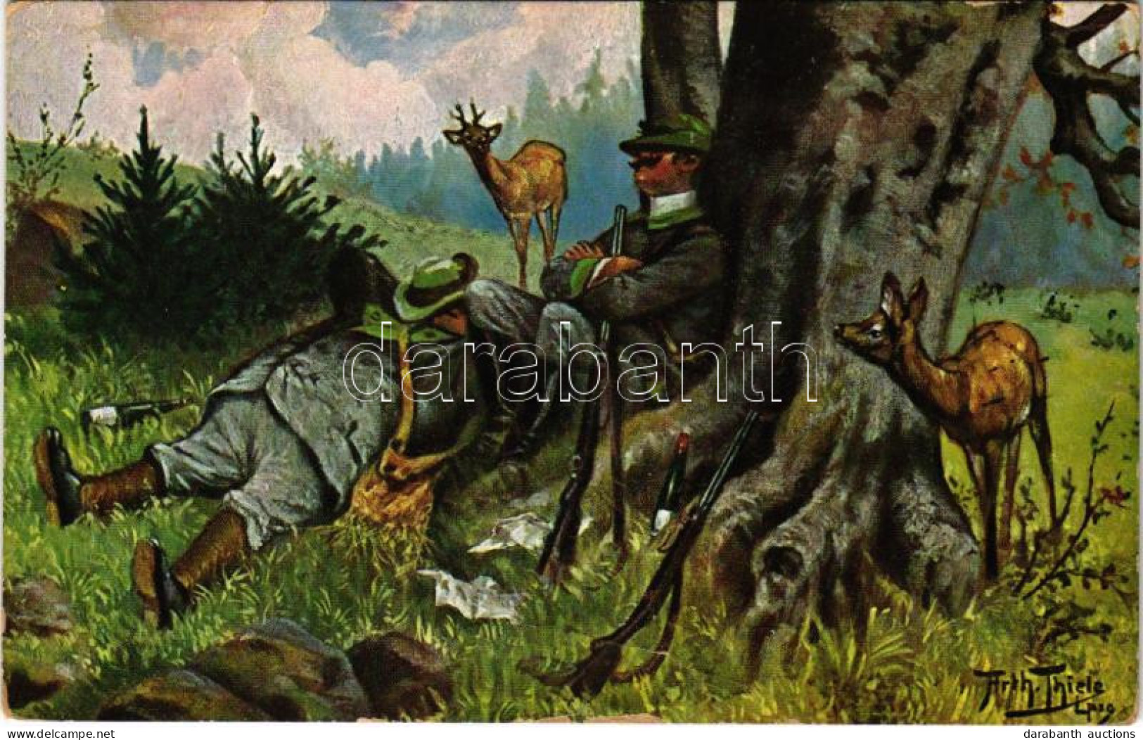 T2/T3 1912 Hunter Humour With Deer S: Arthur Thiele (EK) - Non Classés