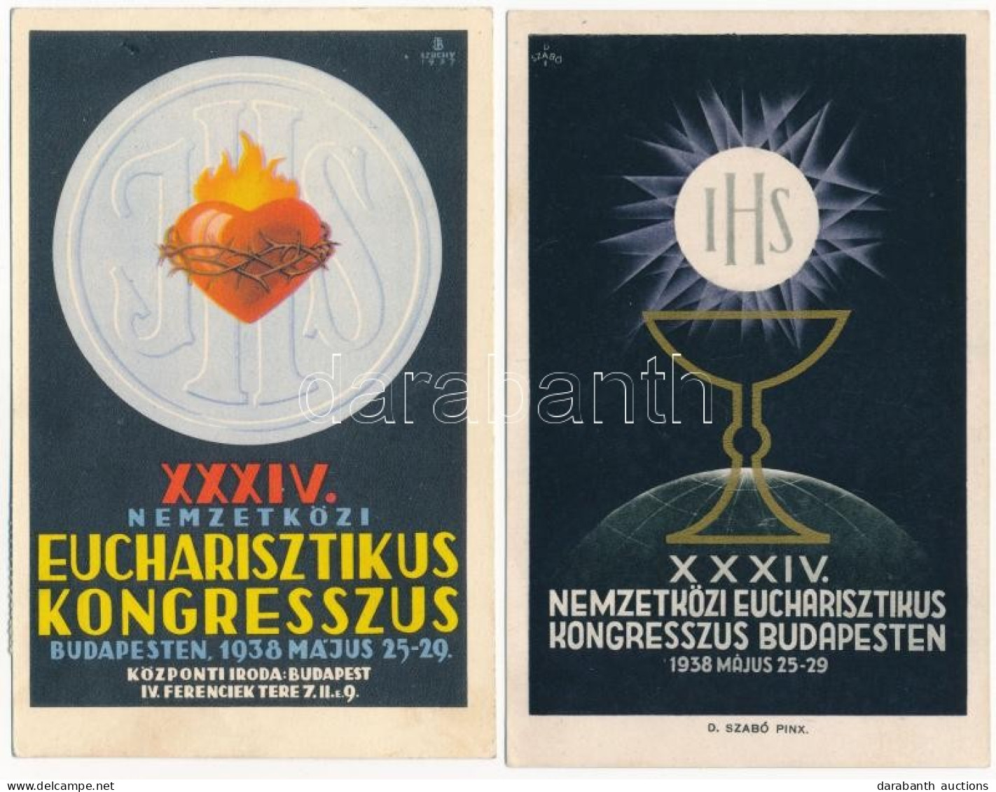 ** 1938 Budapest XXXIV. Nemzetközi Eucharisztikus Kongresszus / 34th International Eucharistic Congress - 2 Db Képeslap  - Ohne Zuordnung