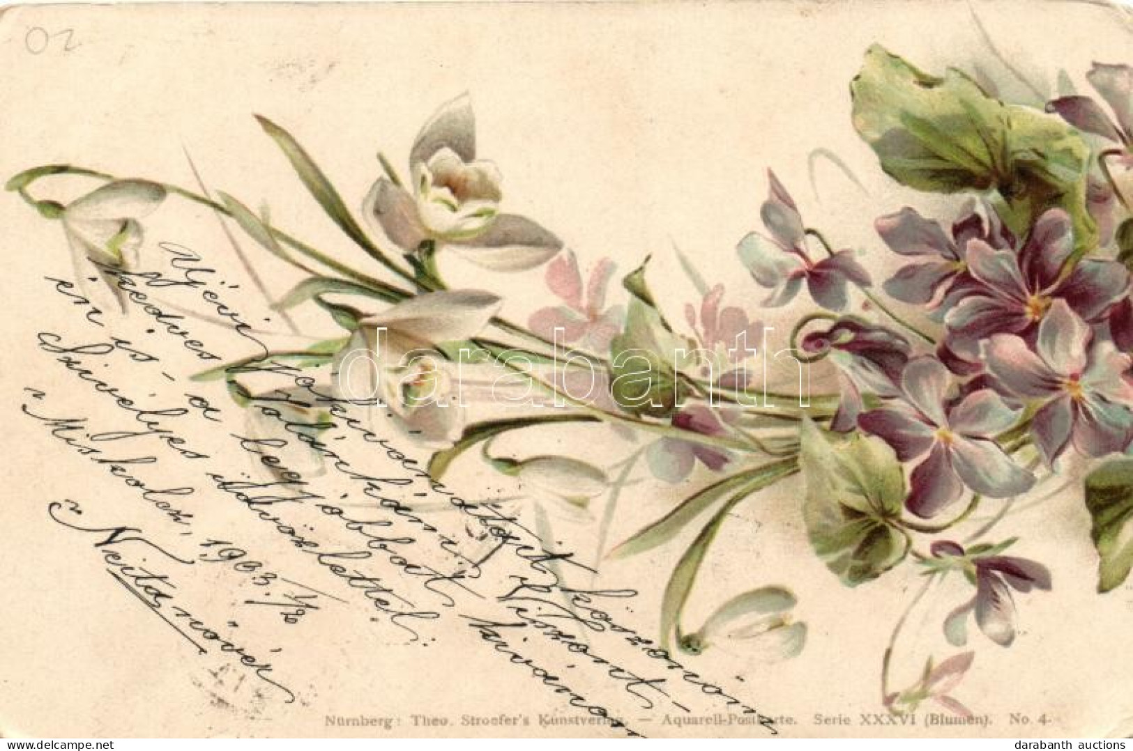 T2/T3 Flower, Theo. Stroefer's Kunstverlag Aquarell-Postkarte Serie XXXVI. (Blumen) No. 4. Litho (EK) - Non Classés