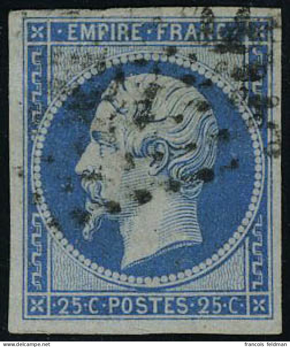 Oblitéré N° 15, 25c Bleu Empire, Infime Trou Vermiculaire, Aspect T.B., Signé - Autres & Non Classés