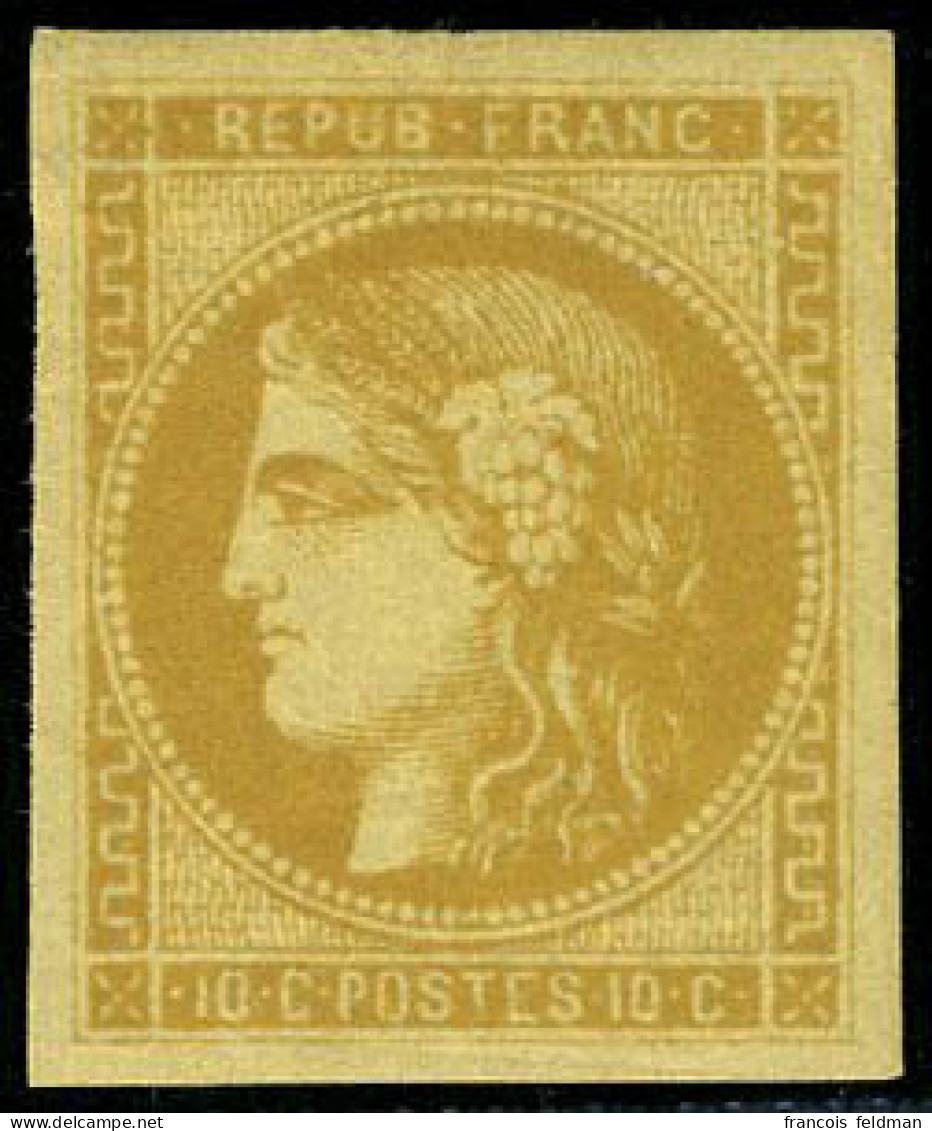 Neuf Avec Charnière N° 43Bd, 10c Bistre-brun, Quatre Très Belles Marges, TB, Signé Calves - Autres & Non Classés