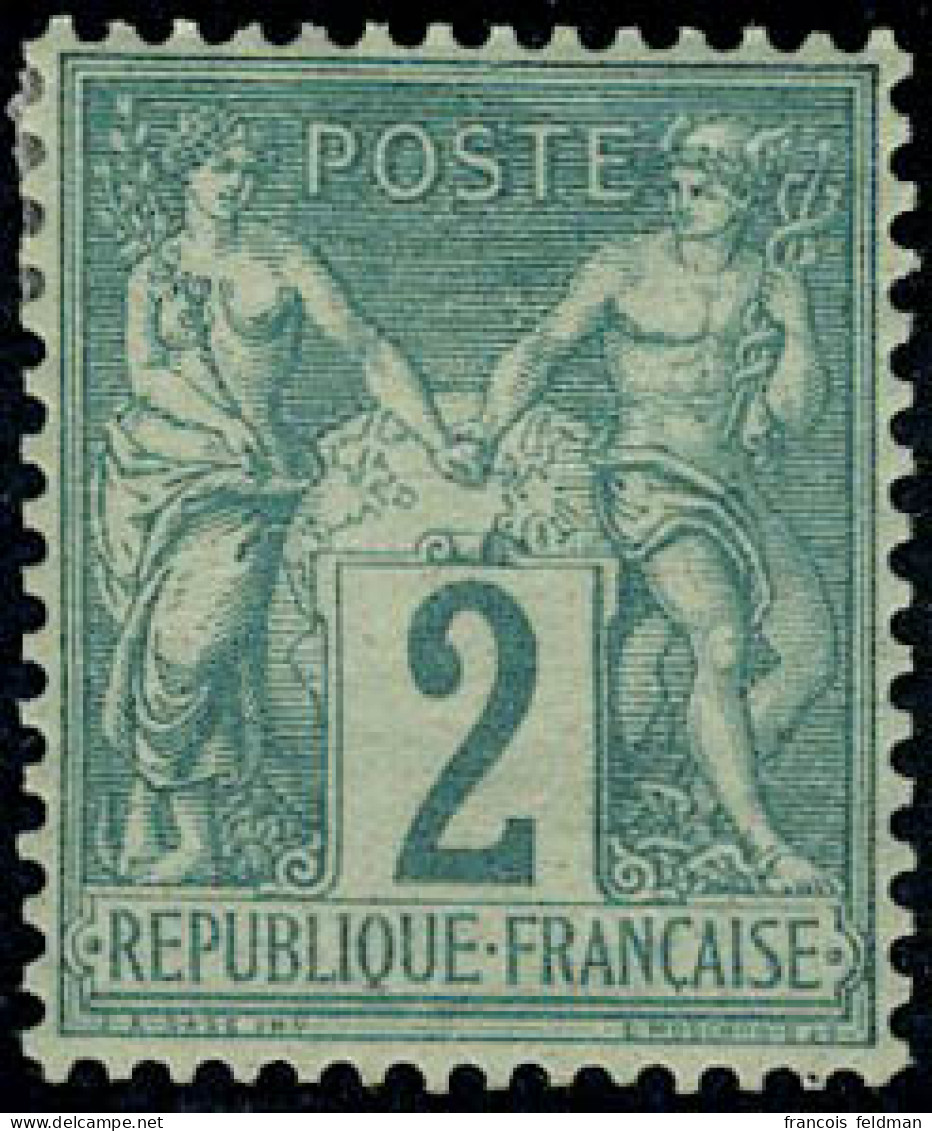 Neuf Avec Charnière N° 62, 2c Vert, Excellent Centrage, Superbe, Signé Brun - Otros & Sin Clasificación