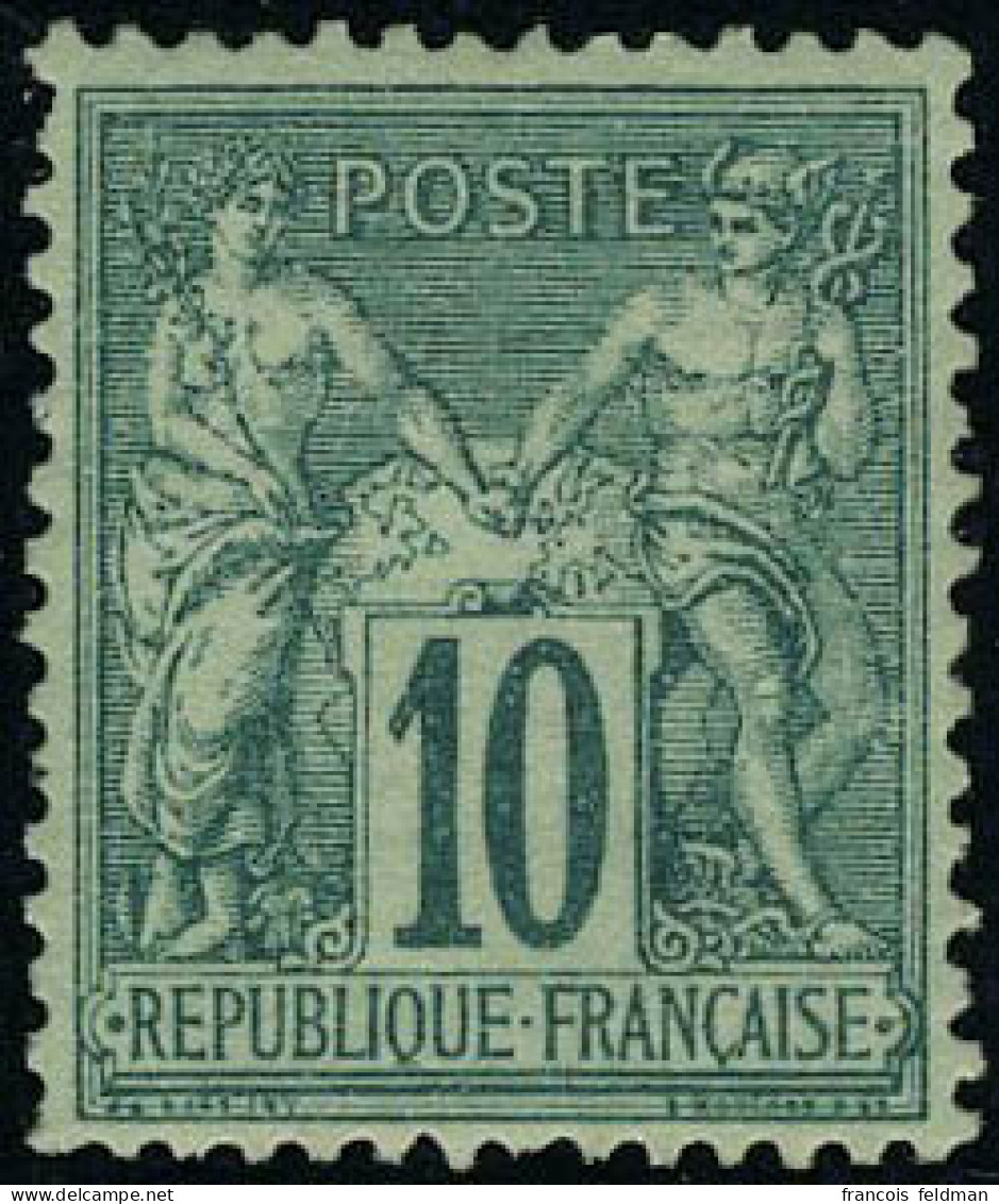 Neuf Avec Charnière N° 76, 10c Vert, Excellent Centrage, Cl, Signé Brun - Autres & Non Classés