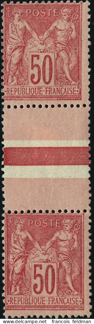 Neuf Sans Charnière N°98. 50c Rose. Type II. Paire Verticale Inter-panneau Dont 1ex Neuf*. T.B. - Autres & Non Classés