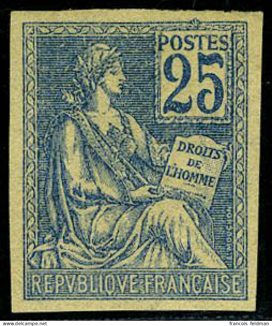 Neuf Avec Charnière N° 118a, 25c Bleu Mouchon Non-dentelé, TB, Rare - Other & Unclassified