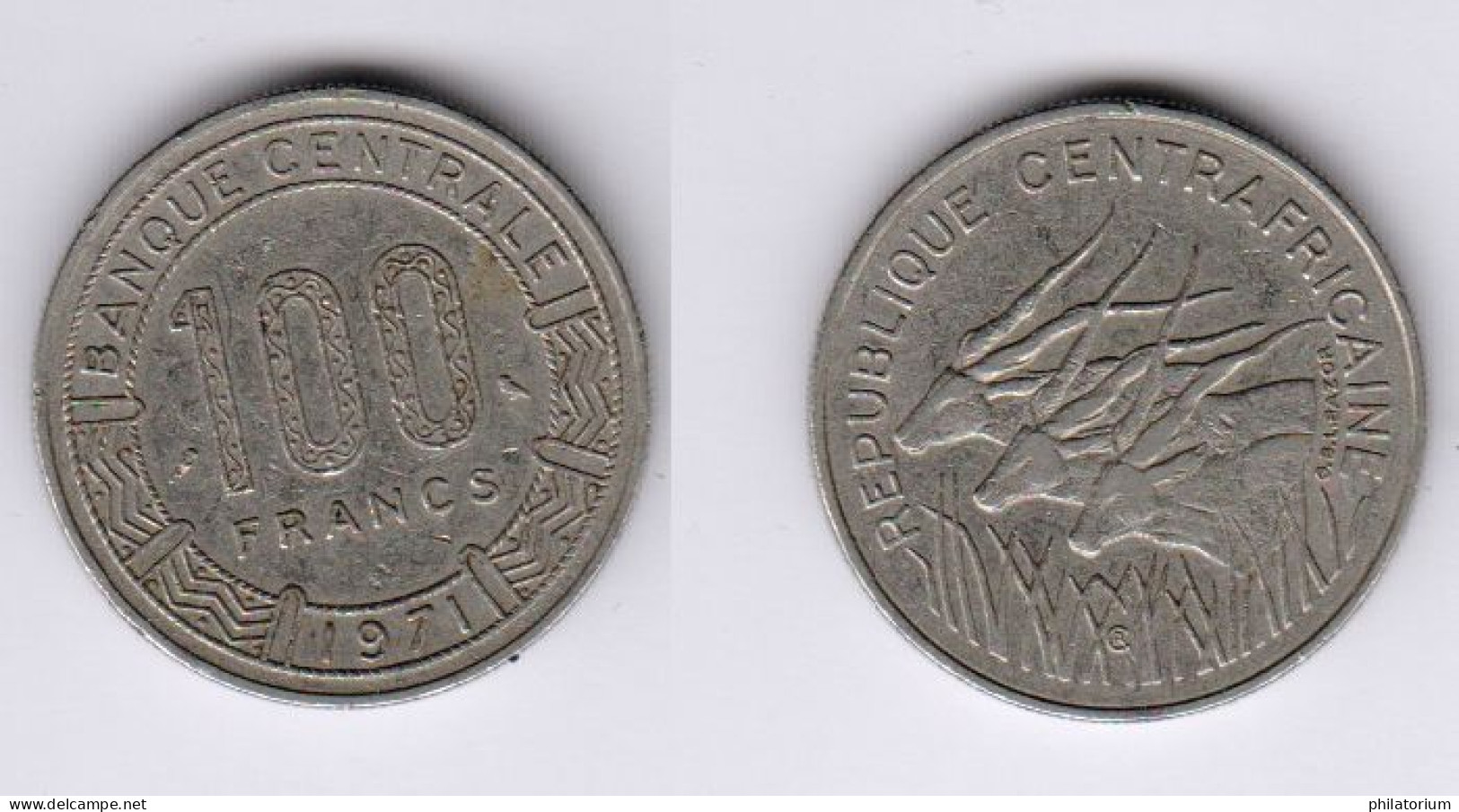 République CENTRAFRICAINE, 100F, 100 F, 1971, Type 1, KM#6 - República Centroafricana