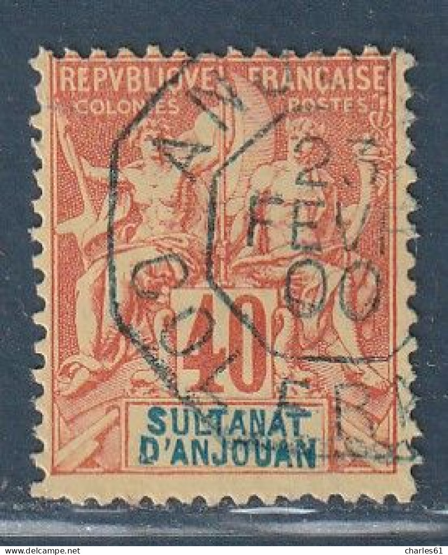 ANJOUAN - N10 Obl (1892-99) 40c Rouge-orange - Oblitérés