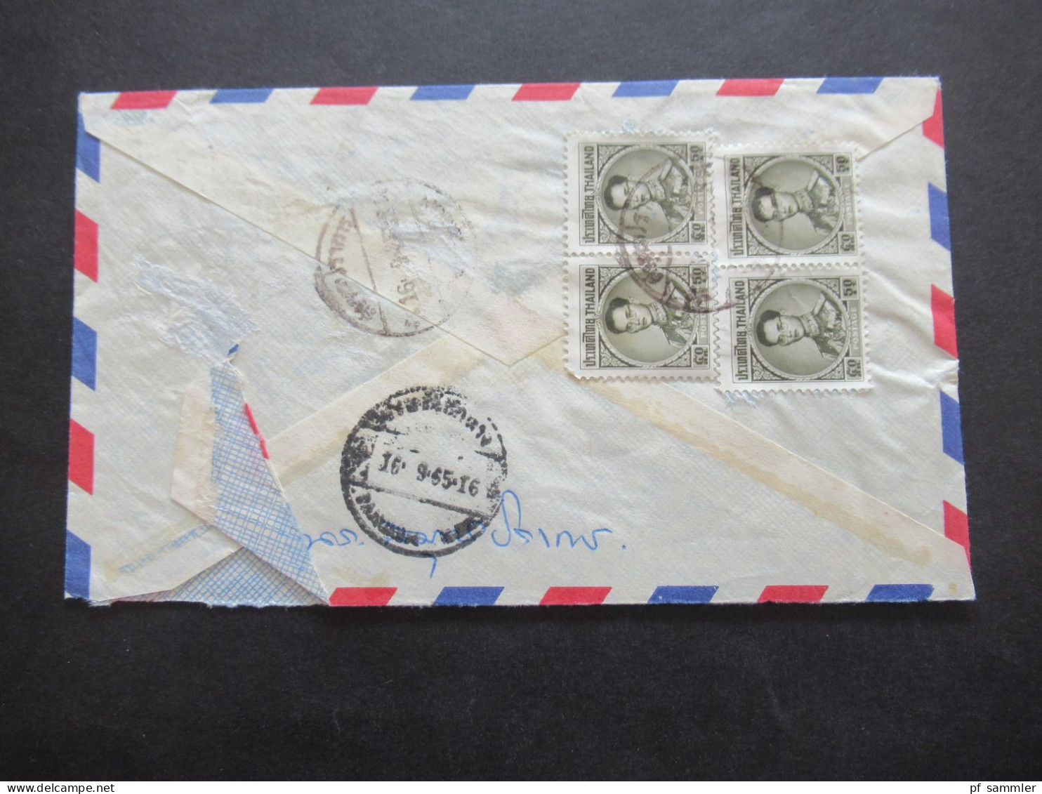 Asien Thailand 1965 Einschreiben / Registered Letter Luftpost / Air Mail Samutprakan - Hamburg - Thailand