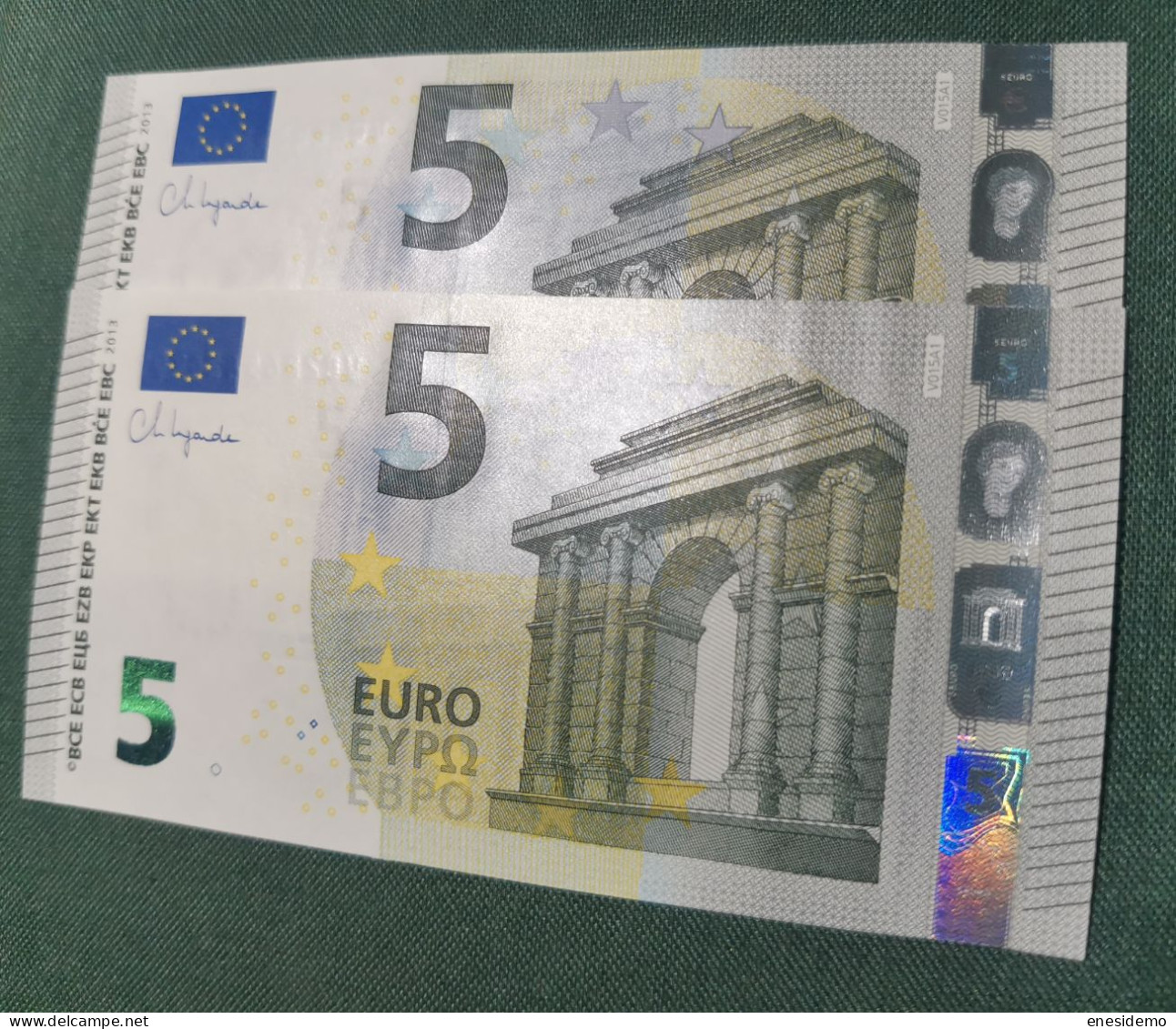 5 EURO SPAIN 2013 LAGARDE V015A1 VC SC FDS CORRELATIVE COUPLE UNCIRCULATED PERFECT - 5 Euro