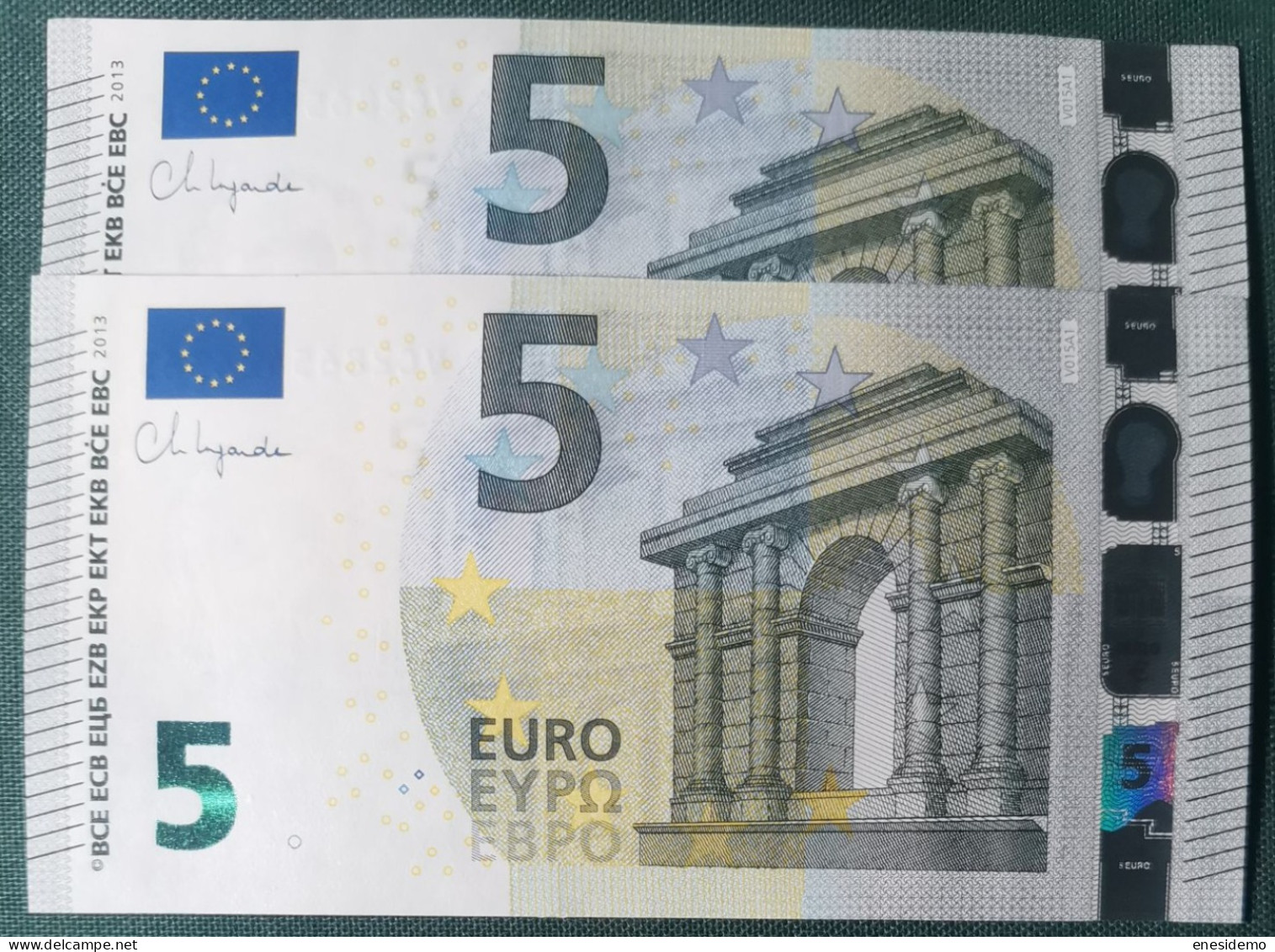 5 EURO SPAIN 2013 LAGARDE V015A1 VC SC FDS CORRELATIVE COUPLE UNCIRCULATED PERFECT - 5 Euro