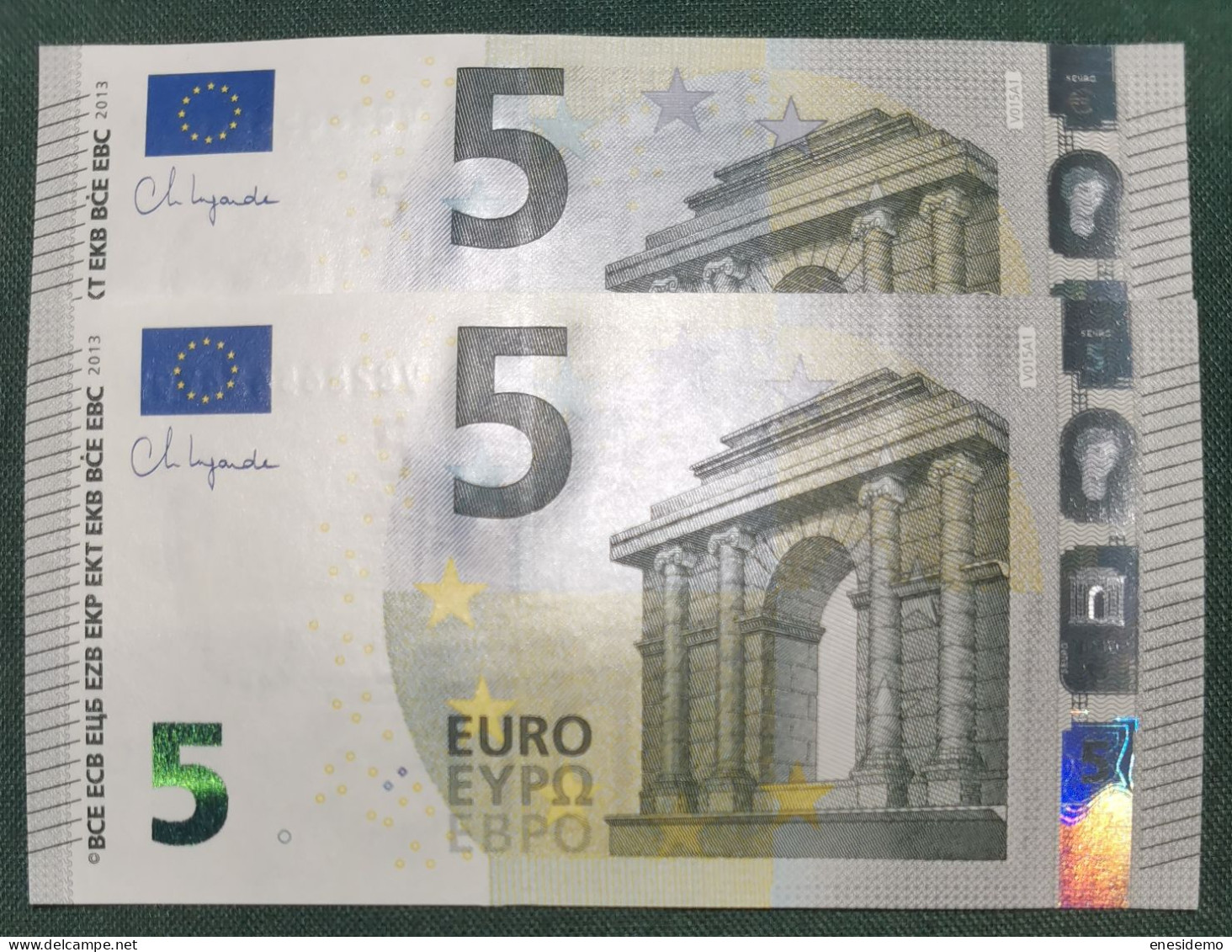 5 EURO SPAIN 2013 LAGARDE V015A1 VC SC FDS CORRELATIVE COUPLE UNCIRCULATED PERFECT