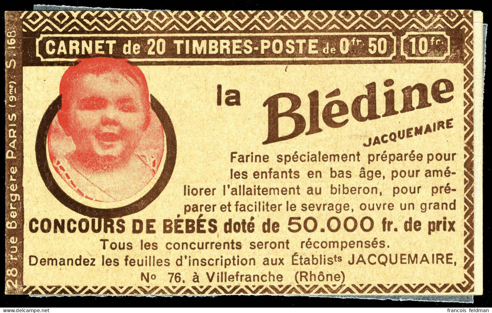 Neuf Sans Charnière N° 199-C49, 50c Rouge Semeuse Lignée Sans Pub Sur Les Bords, S.168, TB - Autres & Non Classés