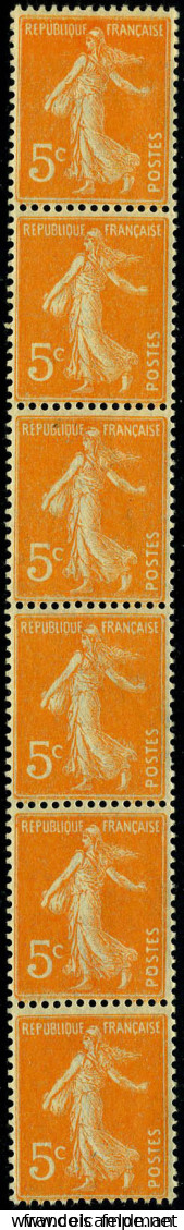 Neuf Sans Charnière N° 8, 5c Orange, Bande Verticale De 6, TB - Autres & Non Classés