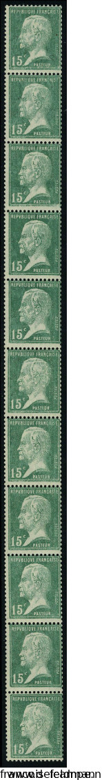 Neuf Sans Charnière N° 12, 15c Vert Pasteur, Bande Verticale De 11ex, Variété Impression Défectueuse, T.B. - Other & Unclassified