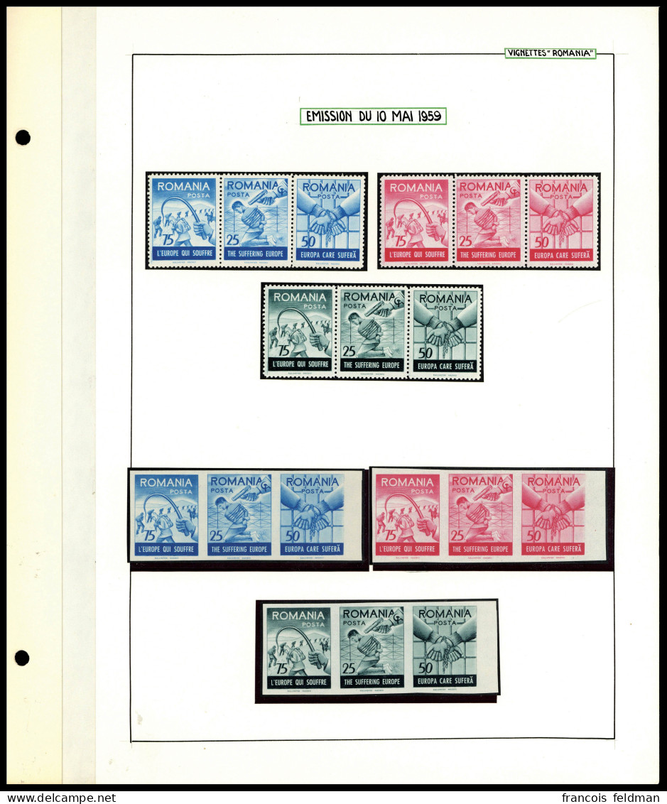 Neuf Avec Charnière 1959. Timbres De Propagande Anti-communiste émis Par Des Dissidents Roumains (Maury N°14A). 3 Bandes - Autres & Non Classés