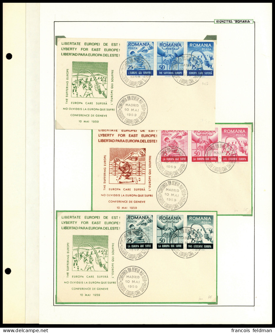 Neuf Avec Charnière 1959. Timbres De Propagande Anti-communiste émis Par Des Dissidents Roumains (Maury N°14A). 3 Bandes - Sonstige & Ohne Zuordnung