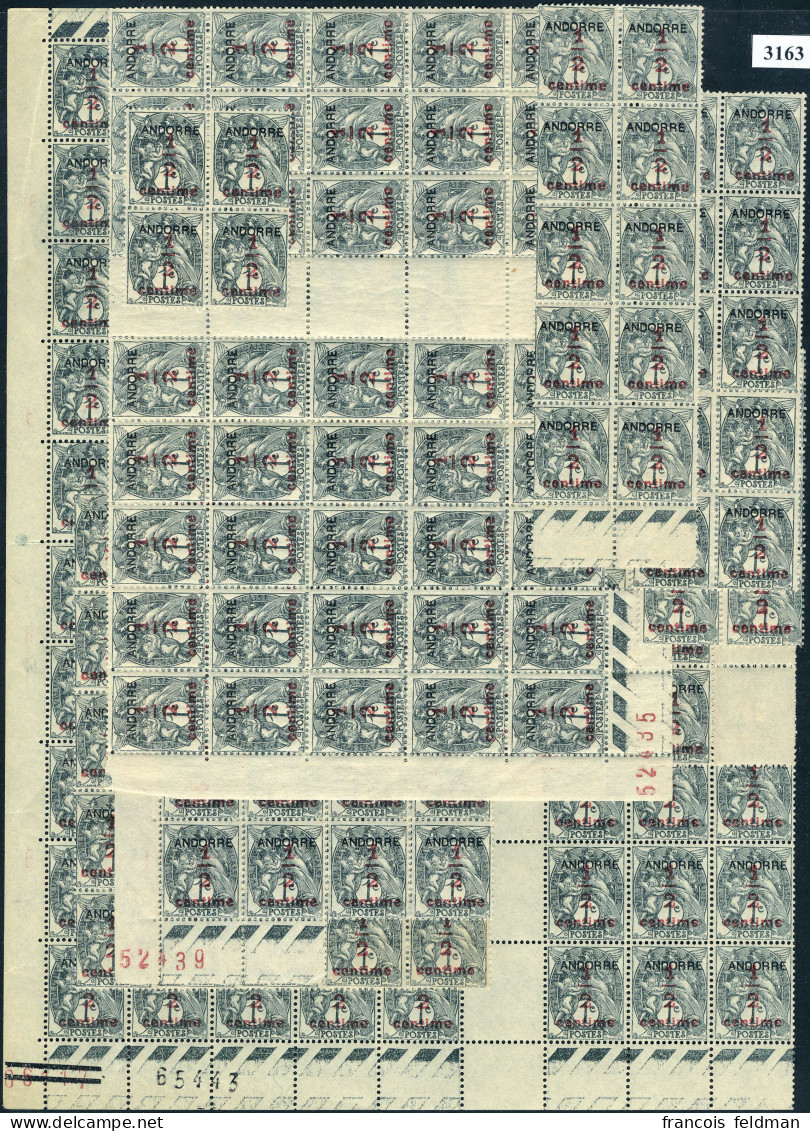 Neuf Sans Charnière N° 1, 1/2 S/1c Type Blanc X 200 Ex. En Morceaux De Feuilles, TB - Otros & Sin Clasificación