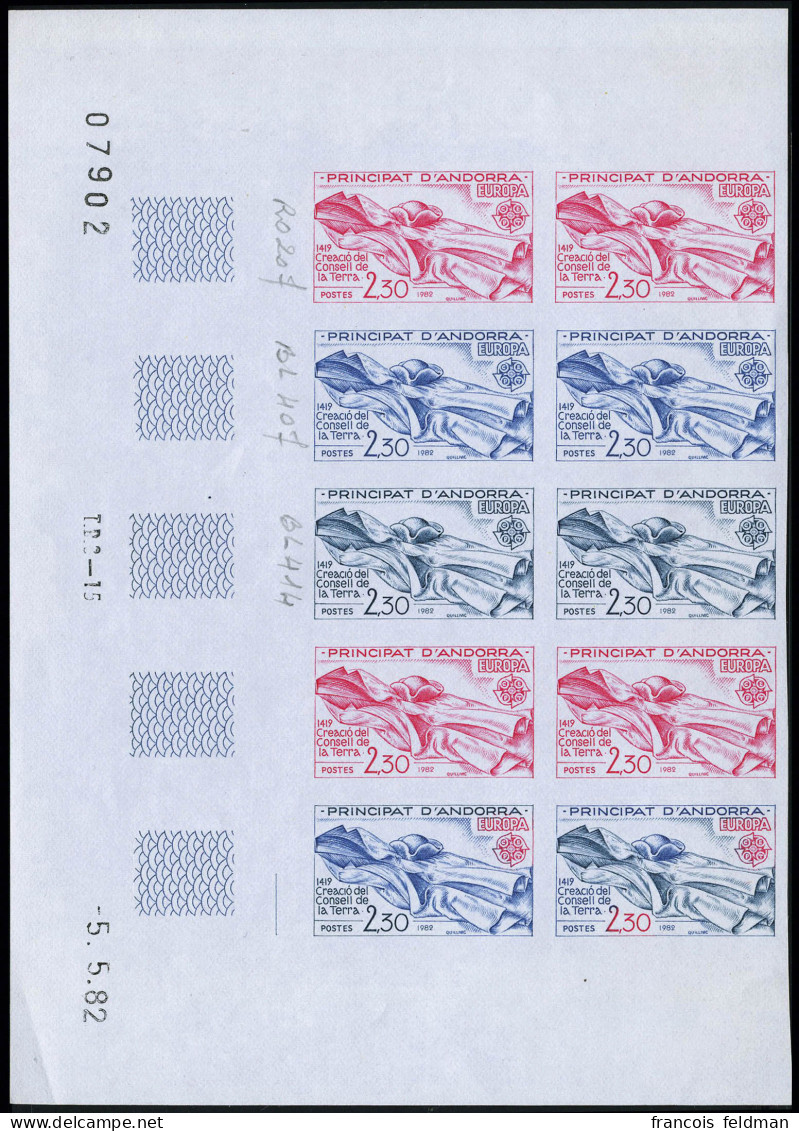 Neuf Sans Charnière N° 300/1, La Paire Europa 1982, Bloc De 10, Essais De Couleurs, ND, Bdf, CD. T.B. - Other & Unclassified