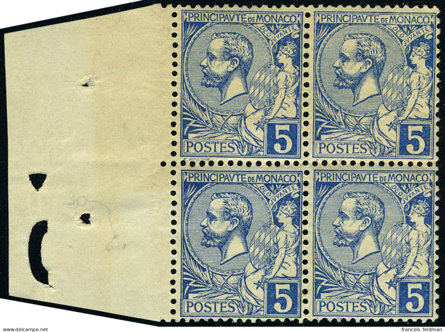 Neuf Sans Charnière N° 13, 5c Bleu, Bloc De 4 Timbres, Excellent Centrage, Superbe - Autres & Non Classés