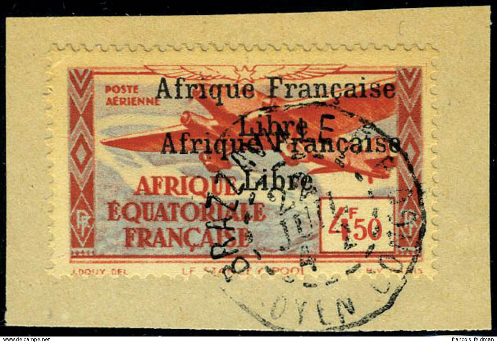 Oblitéré N° 17a, 4f50 Avec Surcharge Double, CàD De Brazzaville S/petit Fragt, TB, Signé A.Brun - Sonstige & Ohne Zuordnung