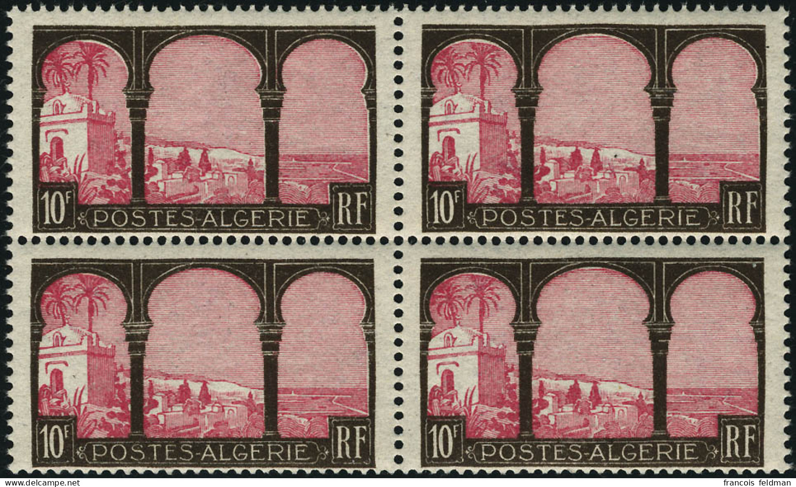 Neuf Sans Charnière N°84. 10f Brun Et Rose + 10f Sépia Et Groseille. Blocs De 4, TB - Maury - Sonstige & Ohne Zuordnung