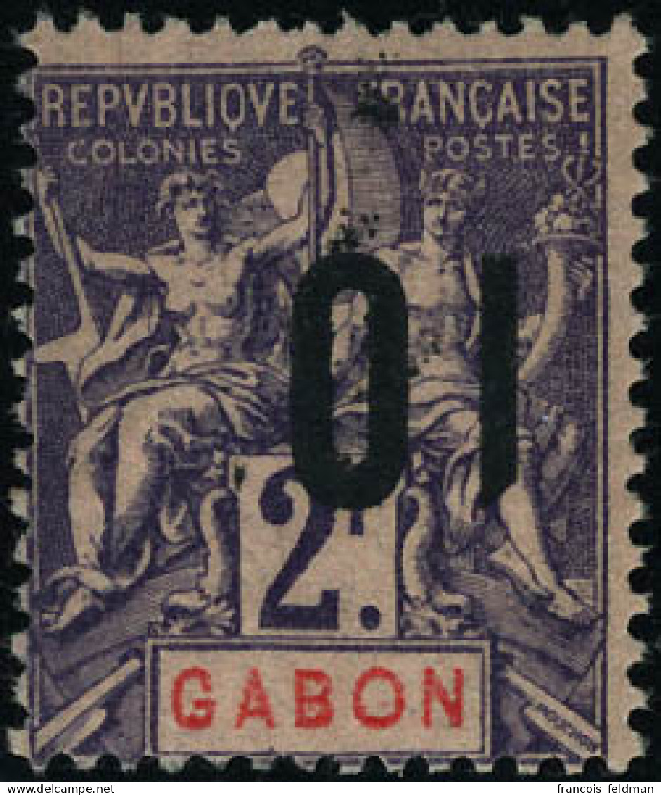 Neuf Avec Charnière N°77a. 10 S/2f Violet Sur Rose. Surcharge Renversée.cl,  T.B. Signé A Brun - Otros & Sin Clasificación