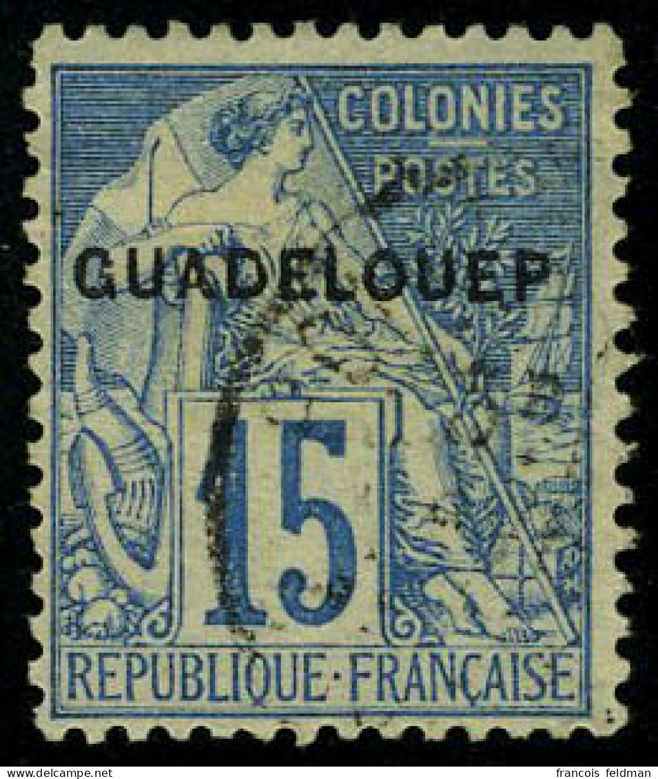 Oblitéré N° 19d, 15c Bleu Guadelouep, TB - Other & Unclassified