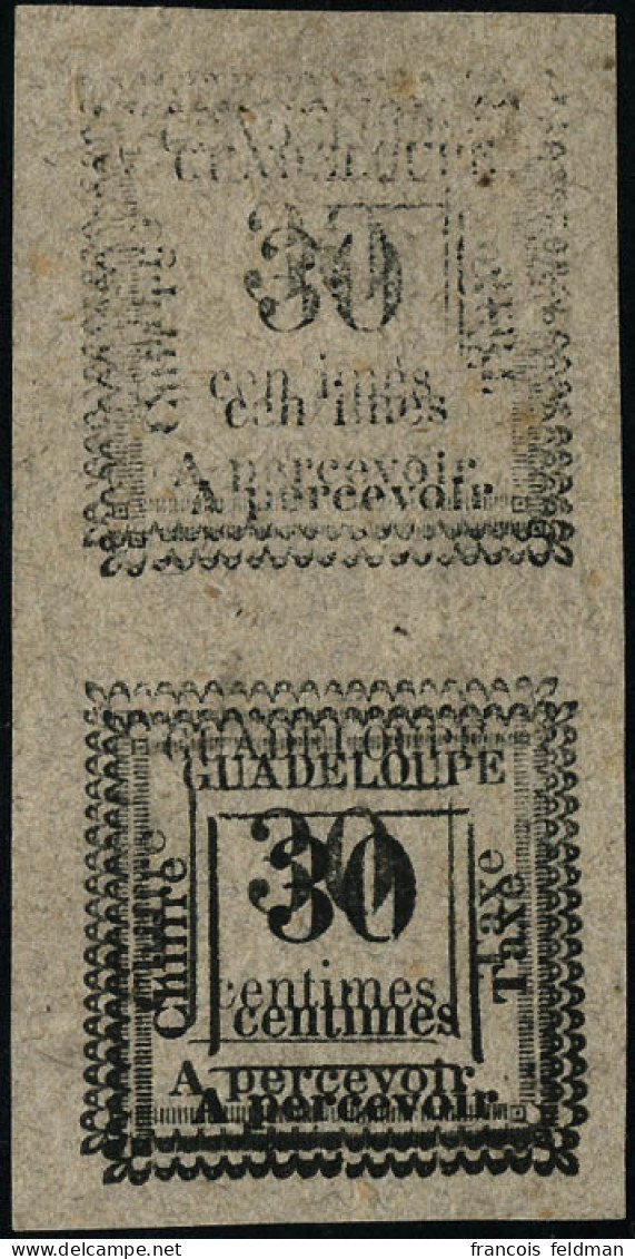 Neuf Sans Gomme Essai Au Type De 1884. 30c Noir S/gris-lilas. Double Impression. En Paire Verticale Dont 1ex Impression  - Andere & Zonder Classificatie