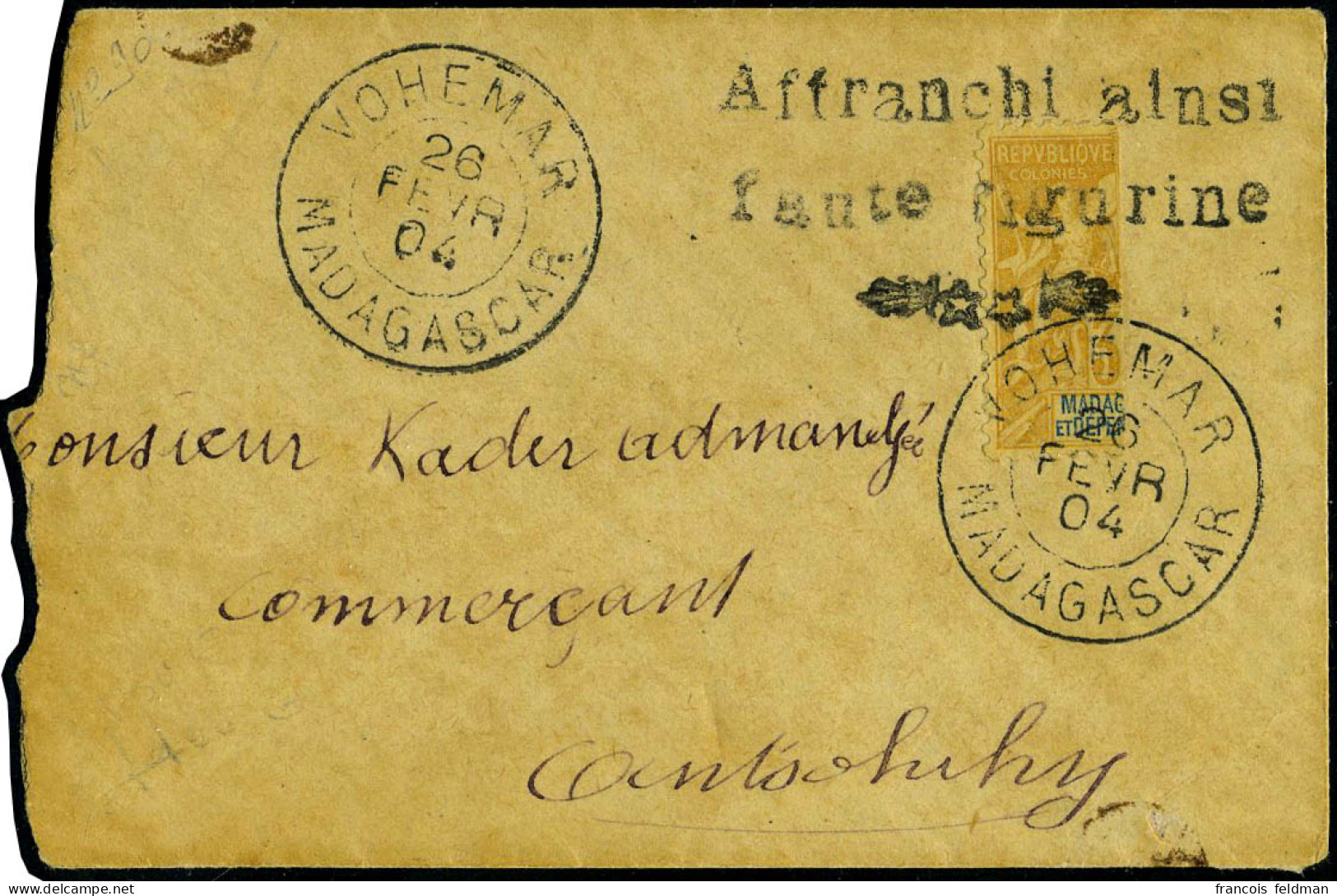 Lettre N° 90, Moitié De 30c S/L CàD Vohemar 26 Févr 04 Pour Antsohihy - Arrivée Antsohihy 22 Mars 04, TB - Other & Unclassified