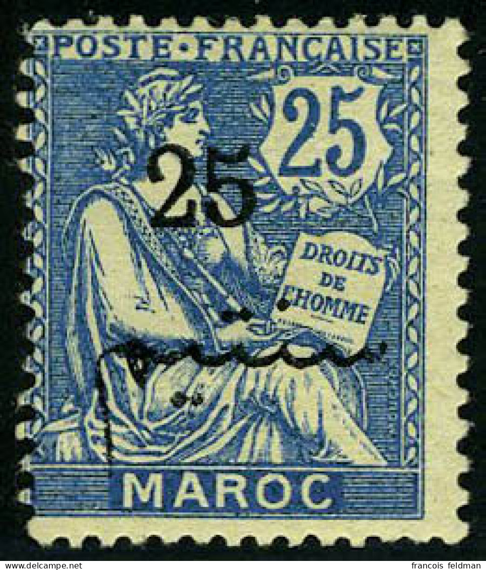 Neuf Avec Charnière N° 32a, 25 S/25c Bleu Surcharge Noire, TB, Signé - Autres & Non Classés