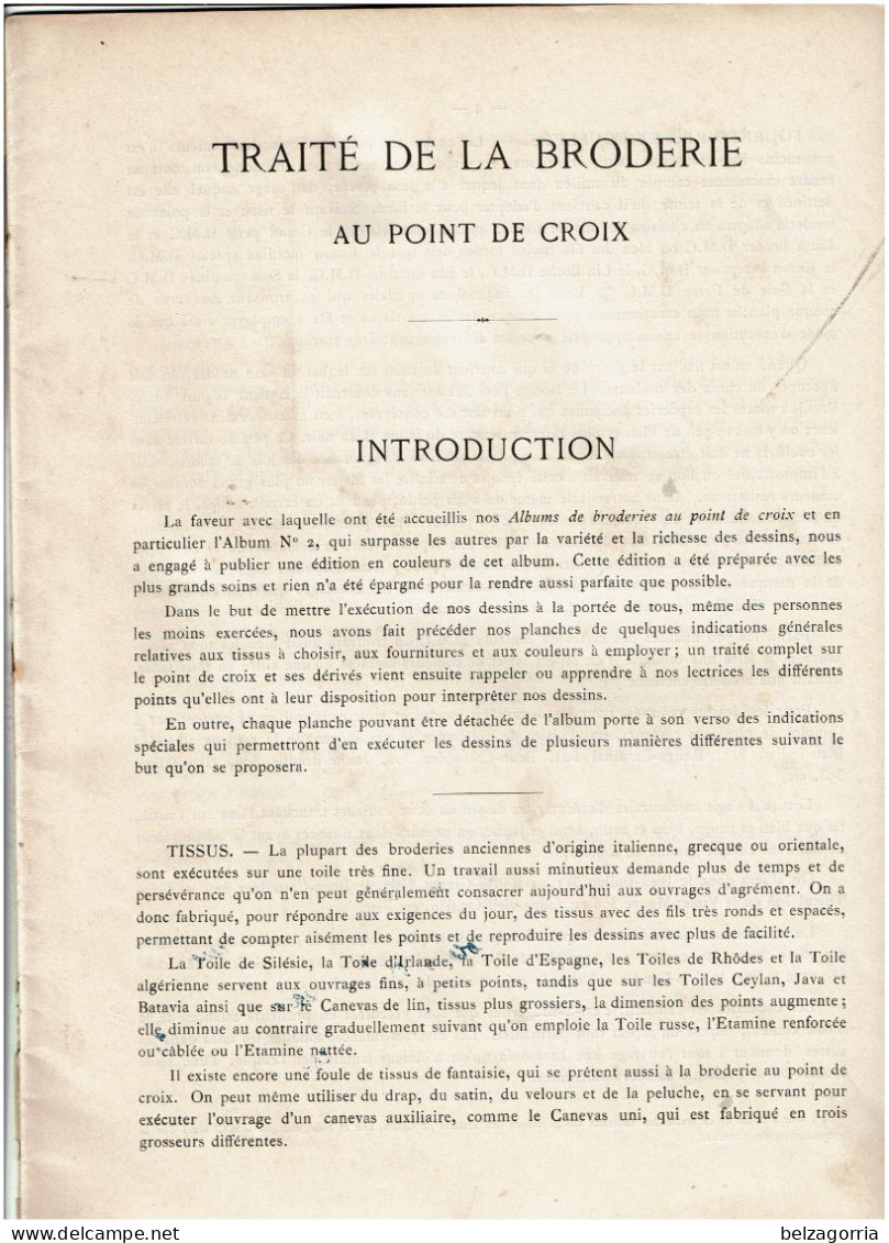 ALBUM DE BRODERIES AU POINT DE CROIX  - N°II  - Par Th.de DILLMONT  - 1890 -  PLANCHES TOUTES SCANNEES - Punto De Cruz